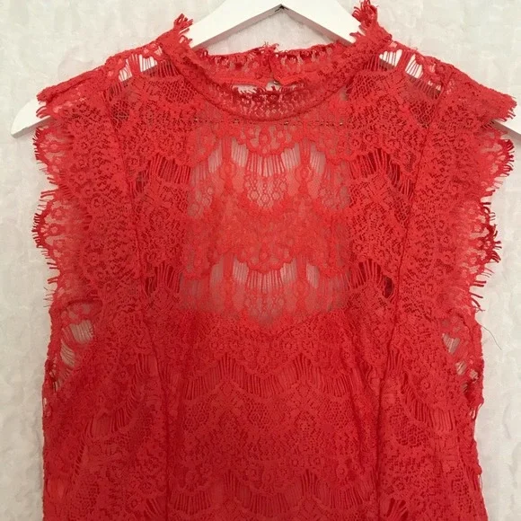 NWT Free People Daydream Coral Lace Dress Size L - Picture 8 of 8